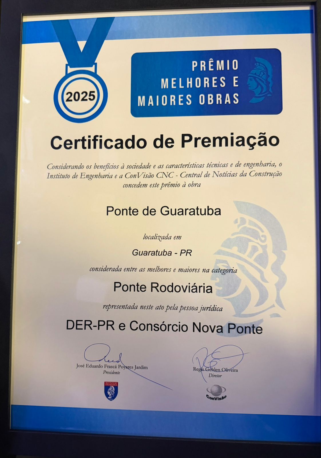 Ponte de Guaratuba como melhor obra rodoviária do Brasil na categoria