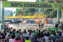 Em ritmo acelerado, a construção da Ponte de Guaratuba chegou à metade da execução. O governador Carlos Massa Ratinho Junior esteve no canteiro de obras, nesta quinta-feira (1), para acompanhar a evolução da obra. 