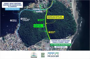 Ponte de Guaratuba: mapa mostra a mudança no trafego de acesso ao ferry-boat 