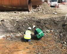 Ponte de Guaratuba: Acompanhamento arqueológico. O objetivo do monitoramento é garantir a preservação do patrimônio arqueológico nas áreas da construção dos acessos da ponte