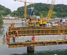 Dentro do cronograma, obras da Ponte de Guaratuba chegam a 22,6% de execução