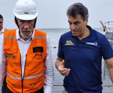 Vice governador Darci Piana e Fernando Furiatti, diretor do DER/PR nas obras da Ponte de Guaratuba