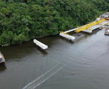 obras da Ponte de Guaratuba, no Litoral do Paraná, atingiram 35,3% de execução