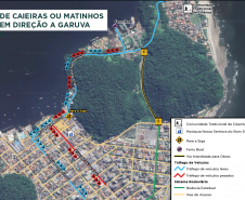fluxo de veículos em Guaratuba com a interdição da Avenida Antônio dos Santos Miranda