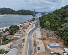 Obras da Ponte de Guaratuba chegam a 70% de execução com destaque para o progresso nos acessos
