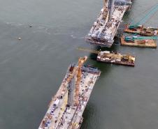 ponte de guaratuba chega a 80% de execução - trecho estaiado