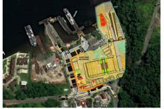 Vista aérea do novo desvio para acesso aos portos 1 e 2 em Guaratuba com a construção do Canteiro Industrial
