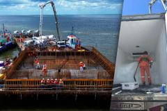 Foram utilizados até 100 kg de gelo por metros cúbicos no concreto das obras da Ponte de Guaratuba no período de novembro de 2024 a janeiro de 2025