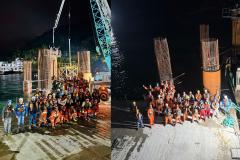 última estaca marítima da ponte de guaratuba é concretada