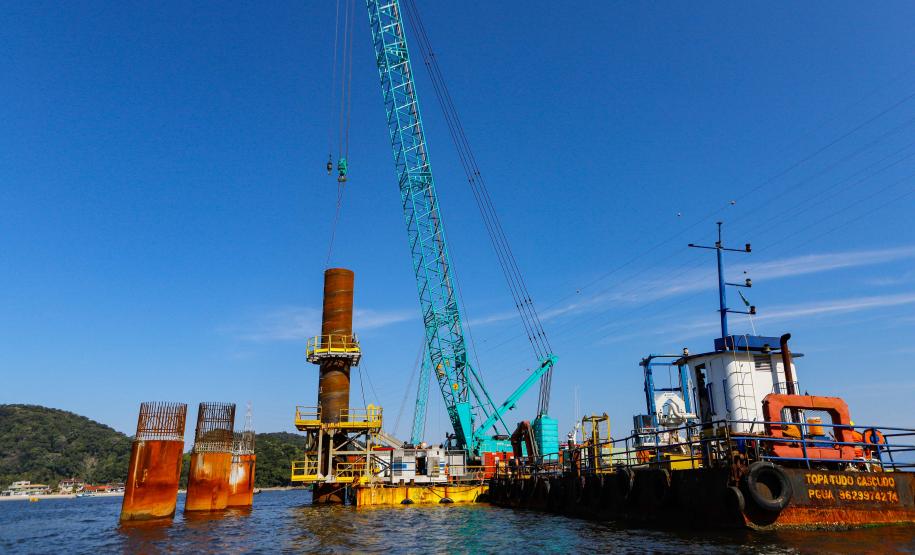 Com início do trecho estaiado, Ponte de Guaratuba chega a 11% de conclusão