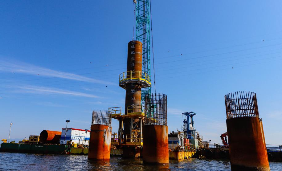 Com início do trecho estaiado, Ponte de Guaratuba chega a 11% de conclusão