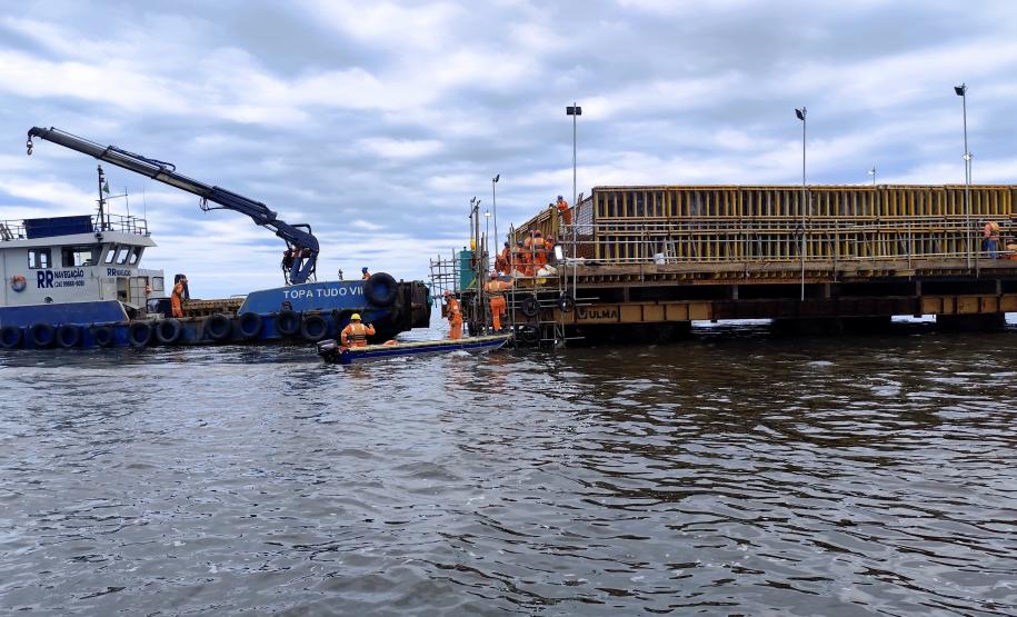 obras da Ponte de Guaratuba, no Litoral do Paraná, atingiram 35,3% de execução