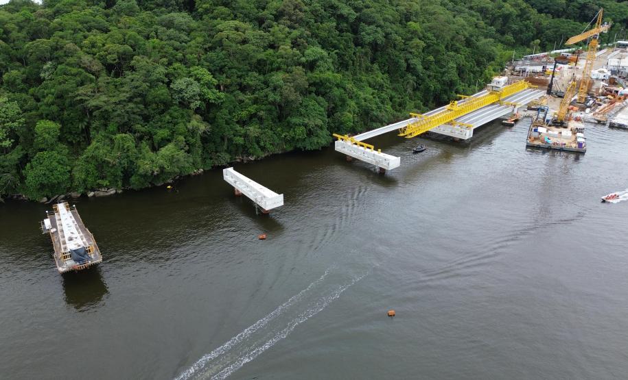 obras da Ponte de Guaratuba, no Litoral do Paraná, atingiram 35,3% de execução