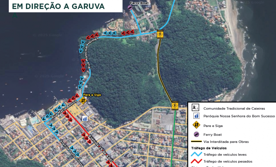 fluxo de veículos em Guaratuba com a interdição da Avenida Antônio dos Santos Miranda