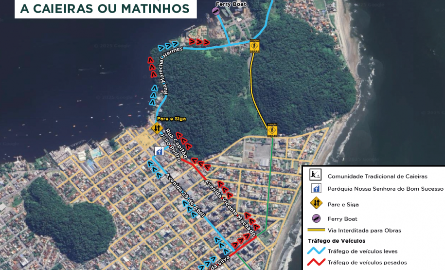 fluxo de veículos em Guaratuba com a interdição da Avenida Antônio dos Santos Miranda