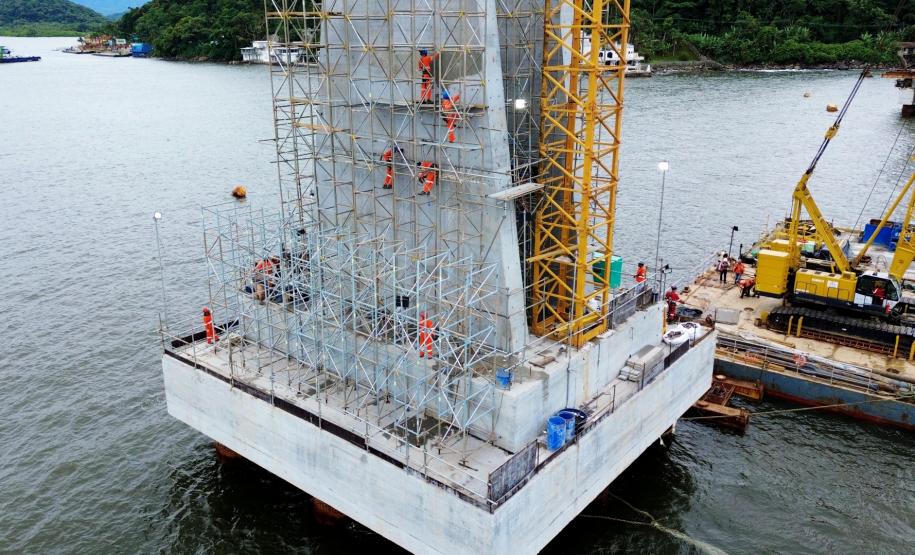 13.150 metros cúbicos de concreto já foram aplicados na obra da Ponte de Guaratuba