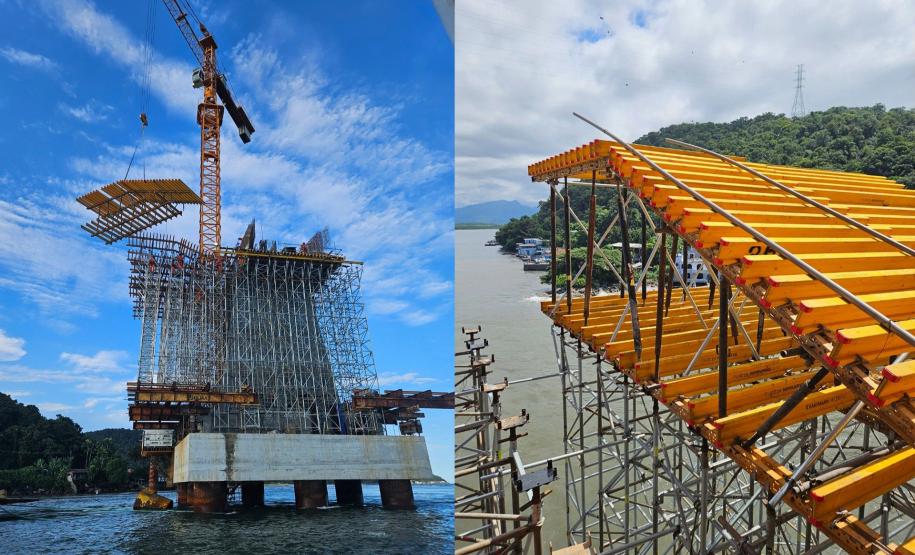 Começa construção da superestrutura da parte estaiada da Ponte de Guaratuba