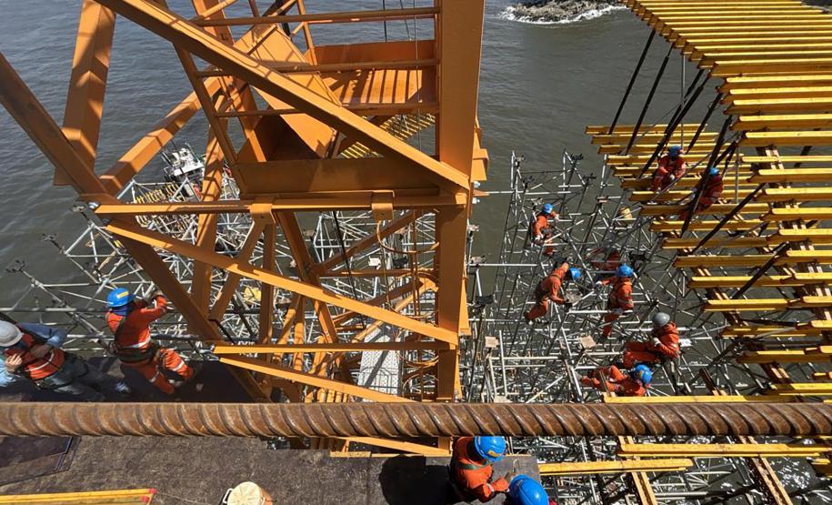 Começa construção da superestrutura da parte estaiada da Ponte de Guaratuba