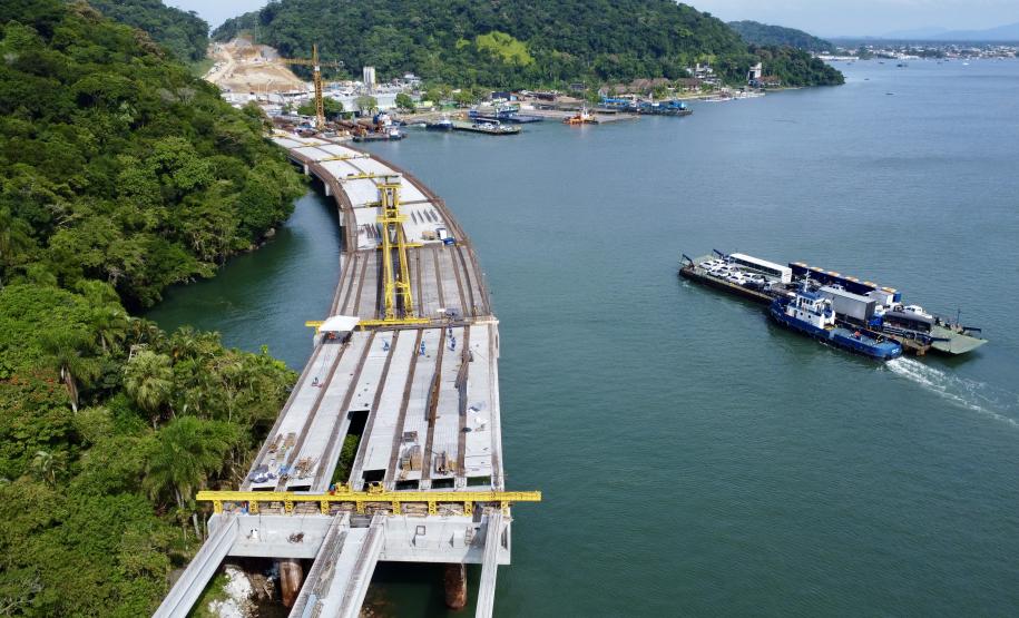 Obras da Ponte de Guaratuba chegam a 55,7% de execução
