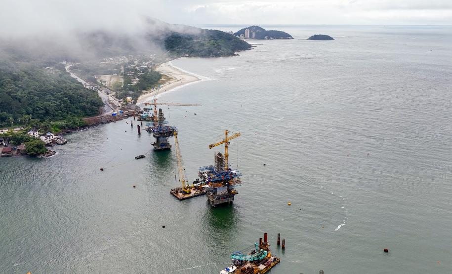 Obras da Ponte de Guaratuba chegam a 65% com destaque para o avanço do trecho estaiado