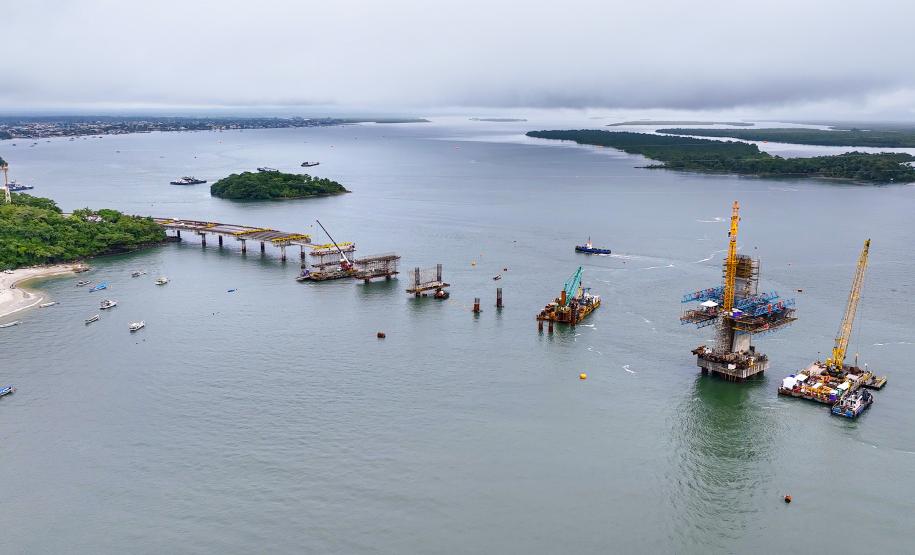 Obras da Ponte de Guaratuba chegam a 65% com destaque para o avanço do trecho estaiado