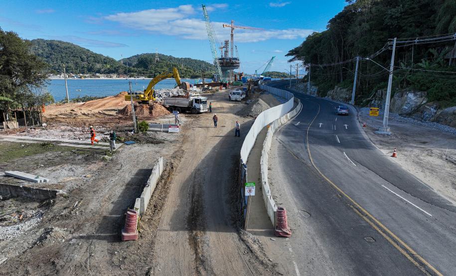 Obras da Ponte de Guaratuba chegam a 70% de execução com destaque para o progresso nos acessos