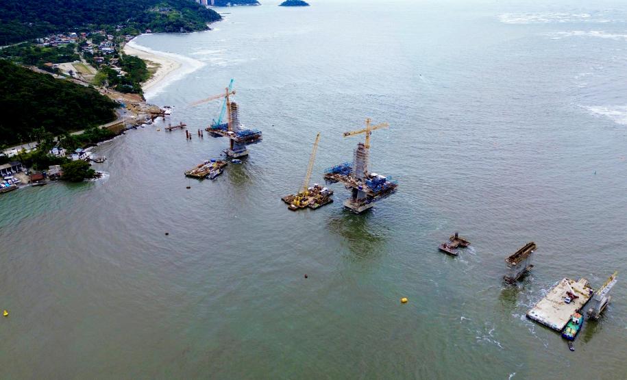 Ponte de Guaratuba alcança 73% de execução e avança nos acessos e trecho estaiado